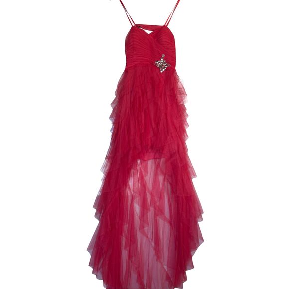 Hailey Logan by Adrianna Papell Pink Tulle Prom Dress Size 5/6 Rhinestone Accent - Picture 1 of 7
